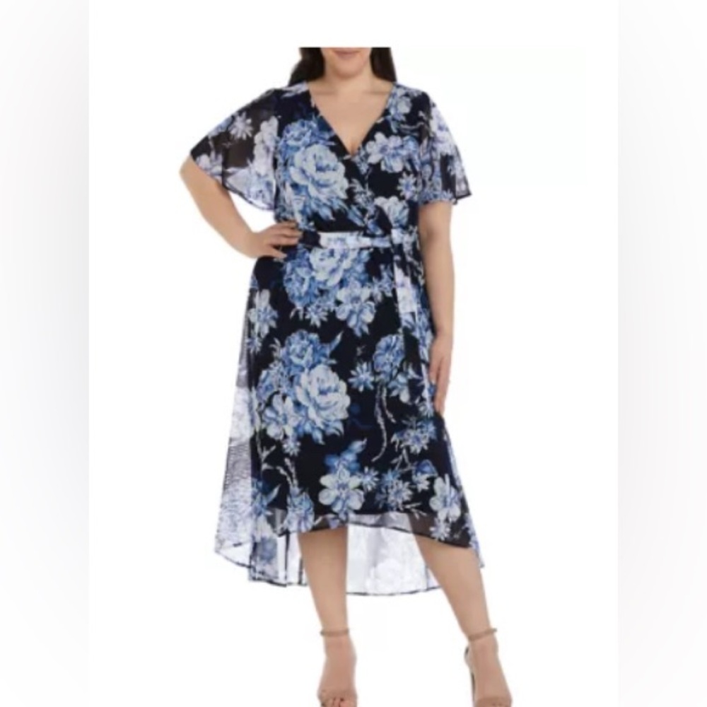 NWT, R&M Richards 20W, dress, made in the USA Navy Blue white plus size